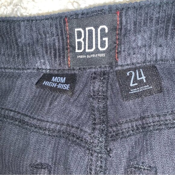 BDG Urban Outfitters Corduroy Pants Size 24 Charcoal Grey High-Rise Mom Tapered - Picture 10 of 12